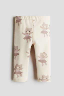 H&M - Girls White Printed Brushed-Inside Leggings
