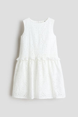 H&M - Girls White Broderie Anglaise Cotton Dress