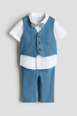 H&M - Boys Blue 4-Piece Linen-Blend Dressy Set