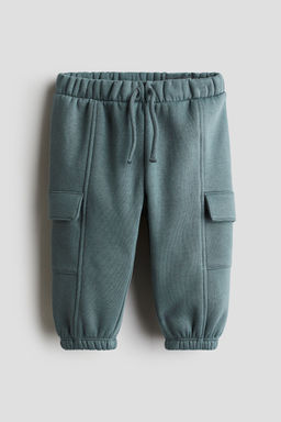 H&M - Boys Green Brushed-Inside Cargo Joggers