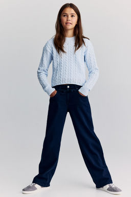 H&M - Girls Blue Baggy Fit Low Jeans