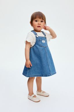 H&M - Girls Blue 2-Piece Dungaree Dress And Top Set
