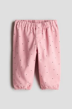 H&M - Girls Pink Printed Cotton Twill Trousers