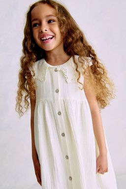 H&M - Girls White Colla Muslin Dress