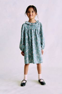 H&M - Girls Green Floral-Print Cotton Dress