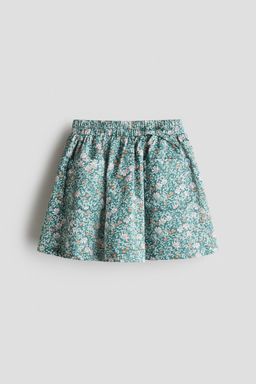 H&M - Girls Green Floral-Print Poplin Skirt