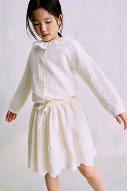 H&M - Girls White Embroide Cotton Skirt
