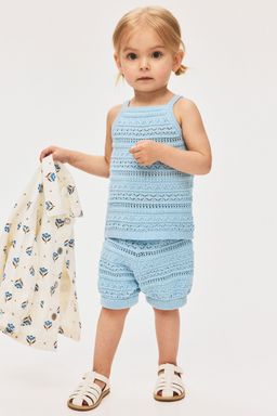 H&M - Girls Blue 2-Piece Pattern-Knit Set