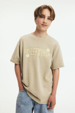 H&M - Boys Beige Print-Motif T-Shirt