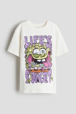 H&M - Boys White Print-Motif T-Shirt