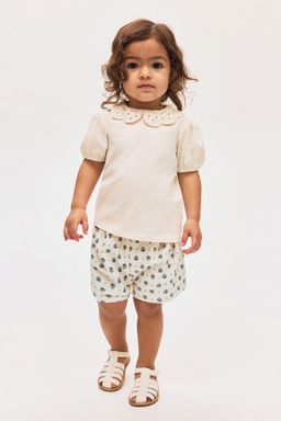 H&M - Girls White Printed Jersey Shorts