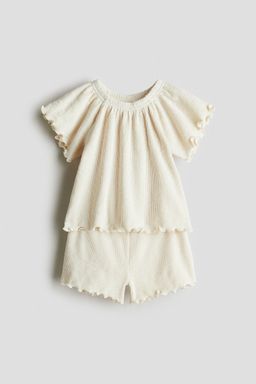 H&M - Girls Beige 2-Piece Ribbed Jersey Set