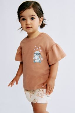 H&M - Girls Brown Print-Motif Cotton Top