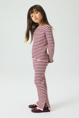 H&M - Girls Pink Ribbed Leggings