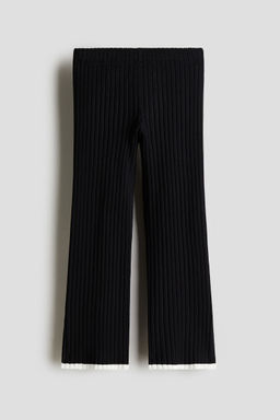 H&M - Girls Black Ribbed Leggings