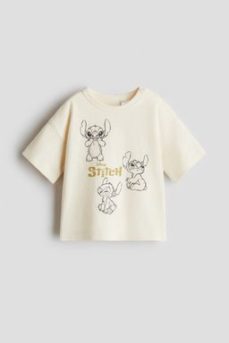 H&M - Boys Beige Loose-Fit Printed T-Shirt