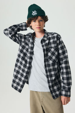 H&M - Boys Black Cotton Flannel Shirt