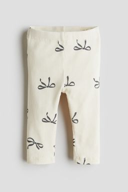H&M - Girls White Ribbed Cotton Leggings