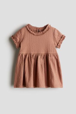 H&M - Girls Orange Frill-Trimmed Jacquard-Jersey Dress