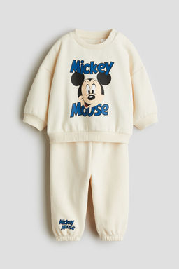 H&M - Boys Beige 2-Piece Printed Sweatshirt Set