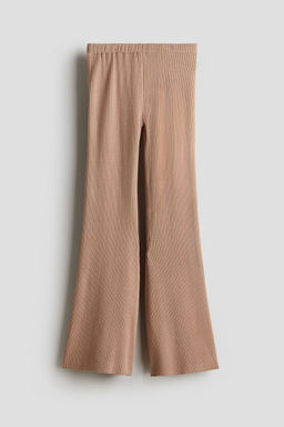 H&M - Girls Beige Fla Rib-Knit Trousers