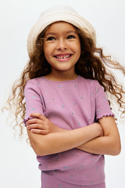 H&M - Girls Pink Ribbed Cotton Top