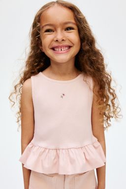 H&M - Girls Pink Sleeveless Bubble-Hem Top