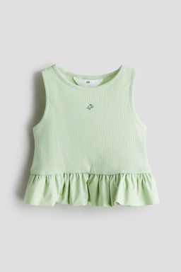 H&M - Girls Green Sleeveless Bubble-Hem Top