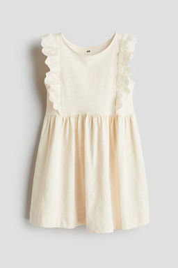 H&M - Girls Beige Frill-Trimmed Cotton Dress