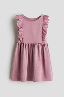 H&M - Girls Pink Frill-Trimmed Cotton Dress