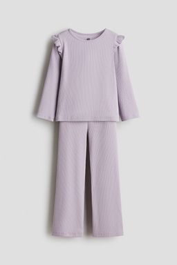 H&M - Girls Purple 2-Piece Ribbed Cotton Set