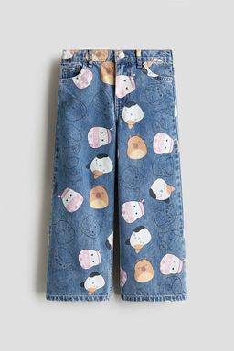 H&M - Girls Blue Printed Wide Leg Jeans