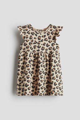 H&M - Girls Beige Printed Cotton Dress