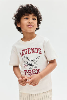 H&M - Boys White Printed Cotton T-Shirt