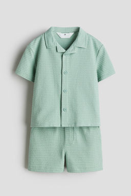 H&M - Boys Green 2-Piece Shirt And Shorts Set