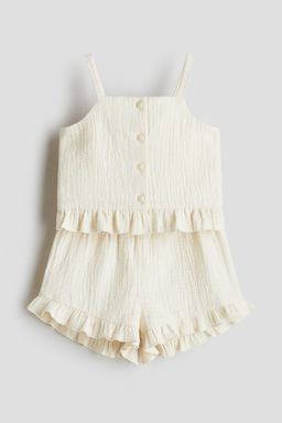 H&M - Girls Beige 2-Piece Cotton Muslin Set