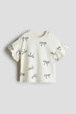 H&M - Girls Beige Printed Cotton Top