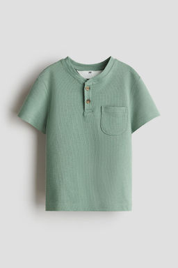 H&M - Boys Green Cotton Henley Top