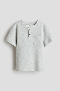 H&M - Boys Grey Cotton Henley Top