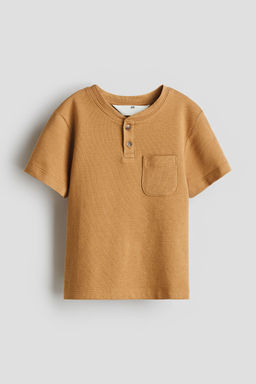 H&M - Boys Beige Cotton Henley Top