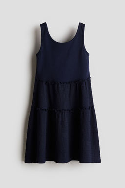 H&M - Girls Blue Textu Jersey Dress