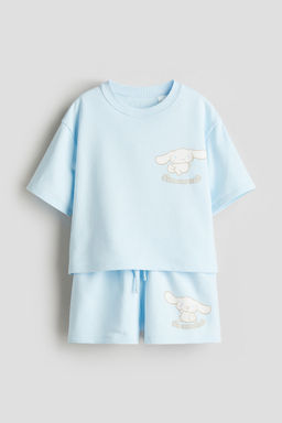 H&M - Girls Blue 2-Piece Printed Top And Shorts Set