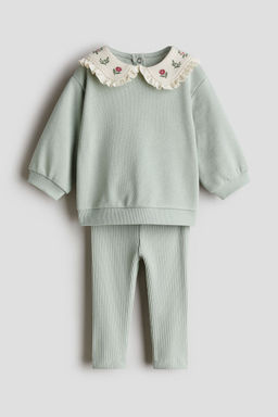 H&M - Girls Green 2-Piece Sweatshirt And Leggings Set