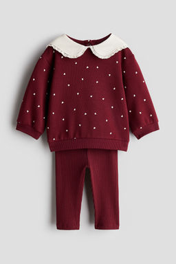 H&M - Girls Red 2-Piece Sweatshirt And Leggings Set