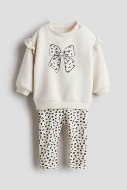 H&M - Girls White 2-Piece Sweatshirt And Leggings Set