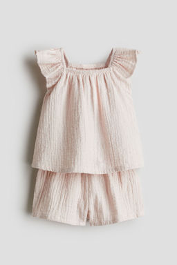 H&M - Girls Pink 2-Piece Plumeti Muslin Set