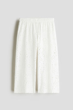 H&M - Girls White Wide Broderie Anglaise Trousers