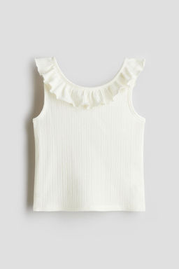 H&M - Girls White Frill-Trimmed Top
