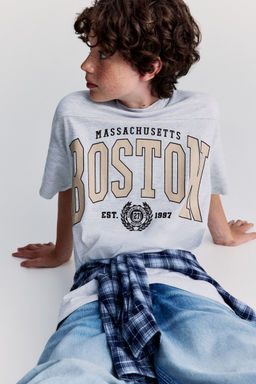 H&M - Boys Grey Oversized Printed T-Shirt