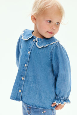H&M - Girls Blue Scalloped Denim Blouse
